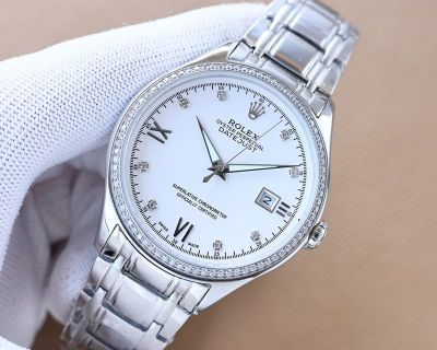 Rolex Datejust 8215 Movement 40mm 316L Steel Diamond Bezel Black/White Face Watch